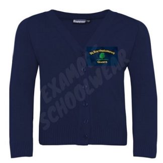 St Bartholomews Knitted Cardigan Navy Year 6 Only, St Bartholomews C of E Primary School